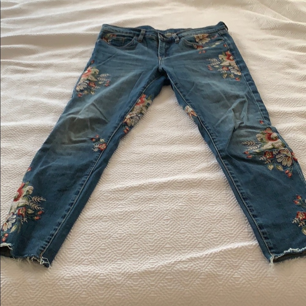 Blank NYC floral skinny/straight denim